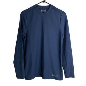 No Bull Mens Small Waffle Knit Long Sleeve Shirt Blue Training Workout Gym